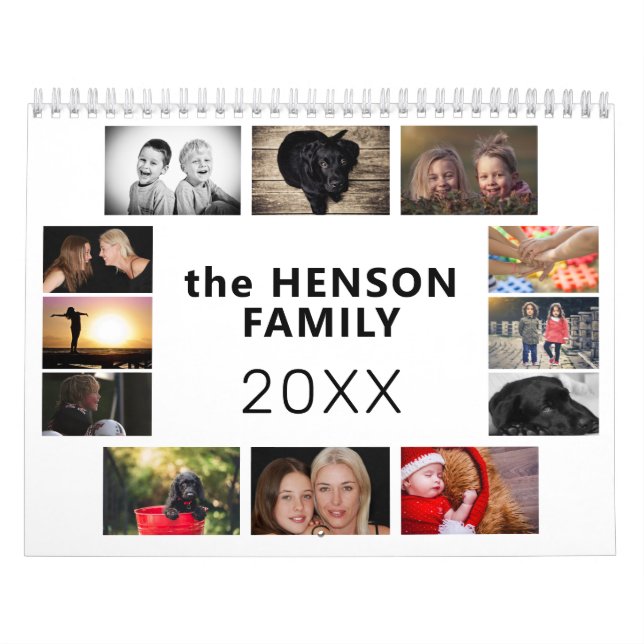 Calendario familiar Fotos mensuales Texto Keepsake (Tapa)