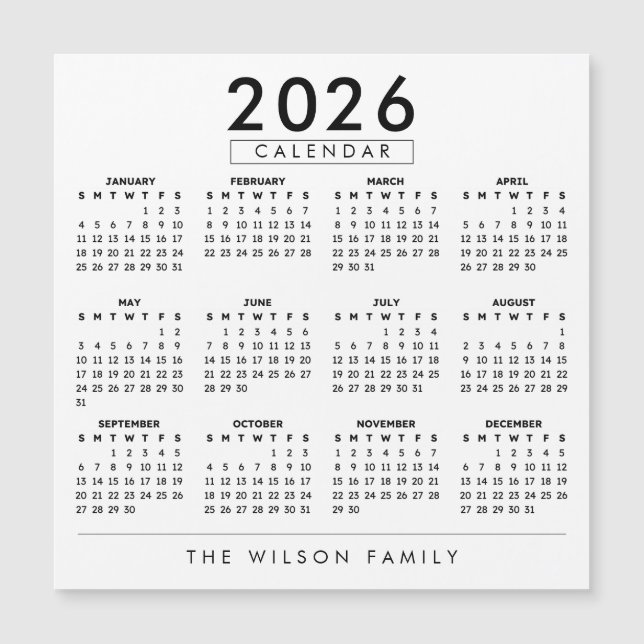 Calendario Familiar Personalizado para Pared 2026 (Anverso)