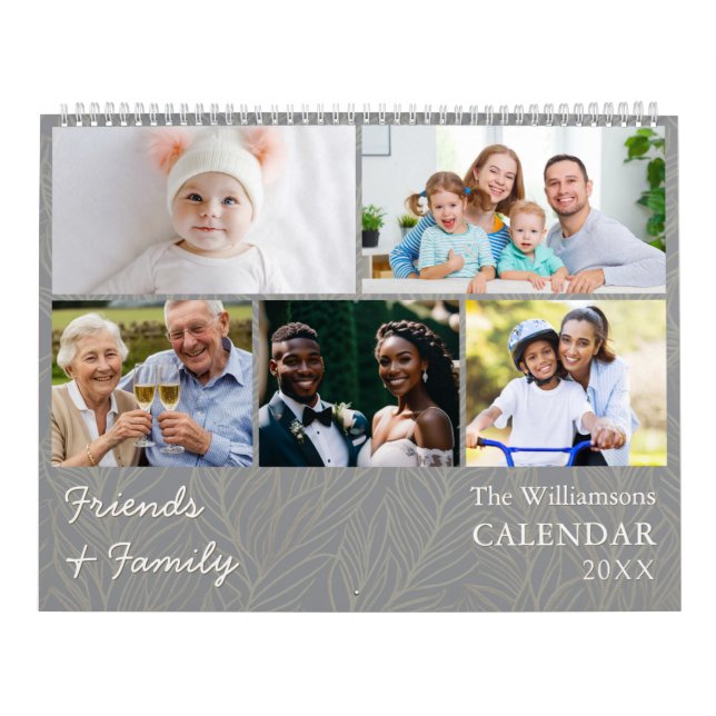 Calendario Family and Friends Gray Multi Photo Calendar (Tapa)