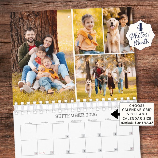 Calendario Family Photo Collage 4 Photos Per Month (Subido por el creador)