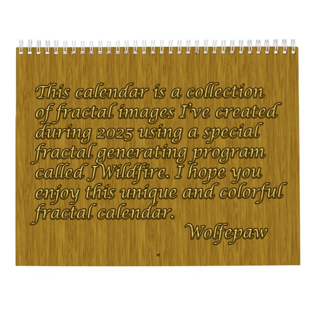 Calendario Fantabulous Fractals Calendar (Reverso)