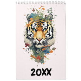 Calendario Fantasía animales salvajes floridos acuarela año n
