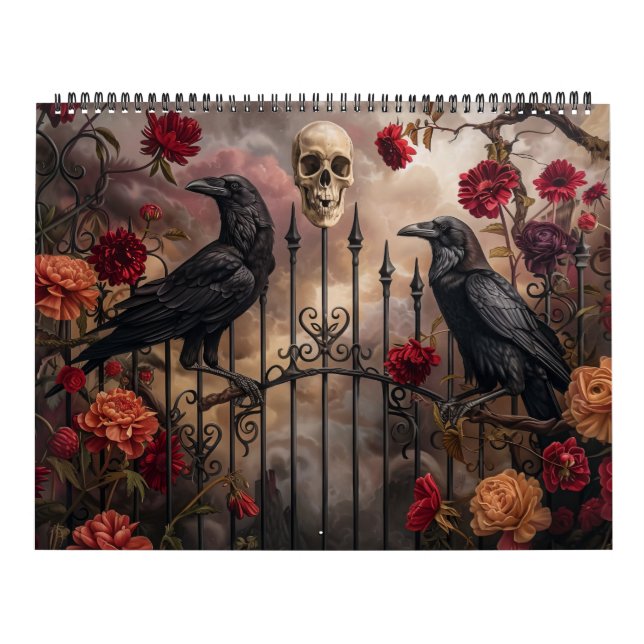 Calendario Fantasía de Skeleton Skull gótico 2025 (Tapa)