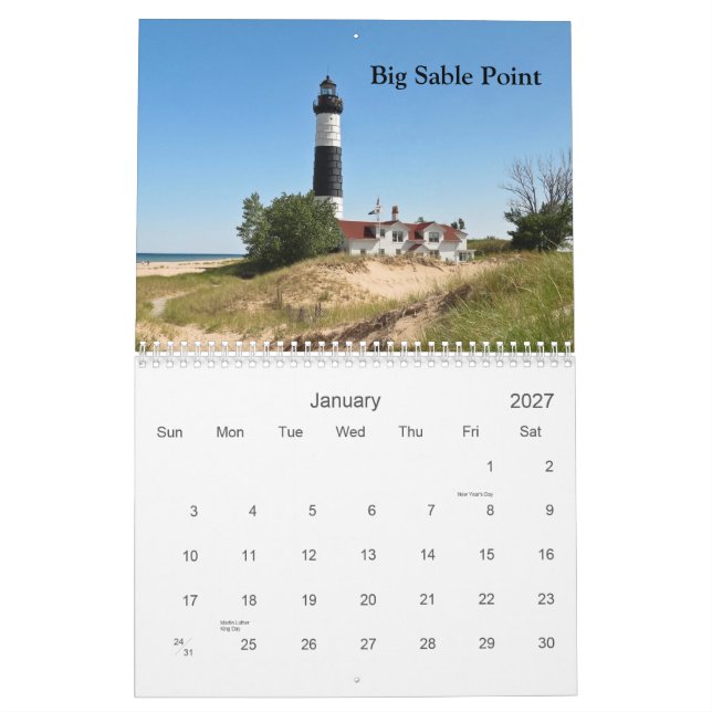 Calendario Faros del lago Michigan (Jan 2027)