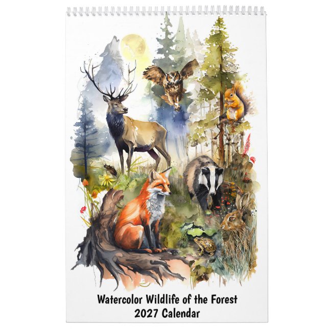 Calendario Fauna silvestre al acuarela del bosque (Tapa)