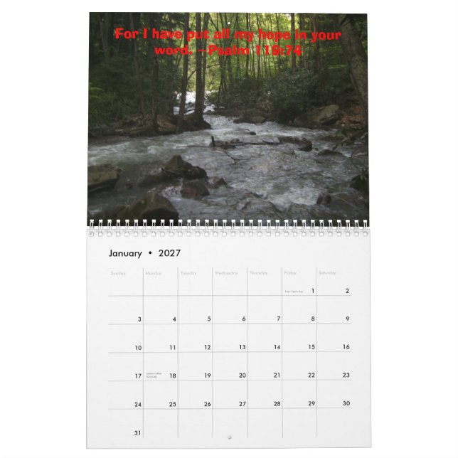 Calendario Fe y amor 2009 de la esperanza (Jan 2027)