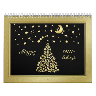 Calendario Felices Pawlidays, árbol de navidad Gold brillante