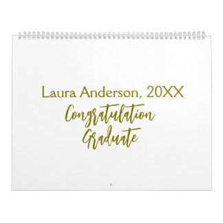 Calendario Felicitaciones graduado nombre dorado clase 20XX s