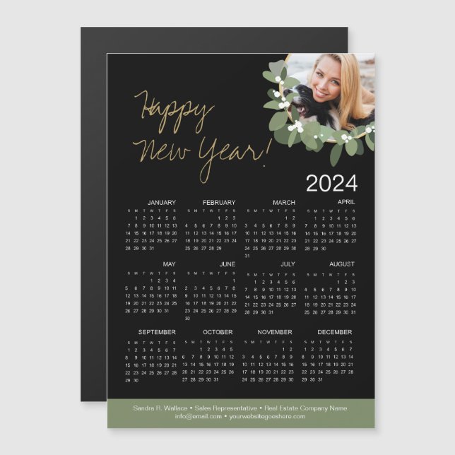 Calendario feliz Año Nuevo de Realtor Femenino Fot (Anverso/Reverso)