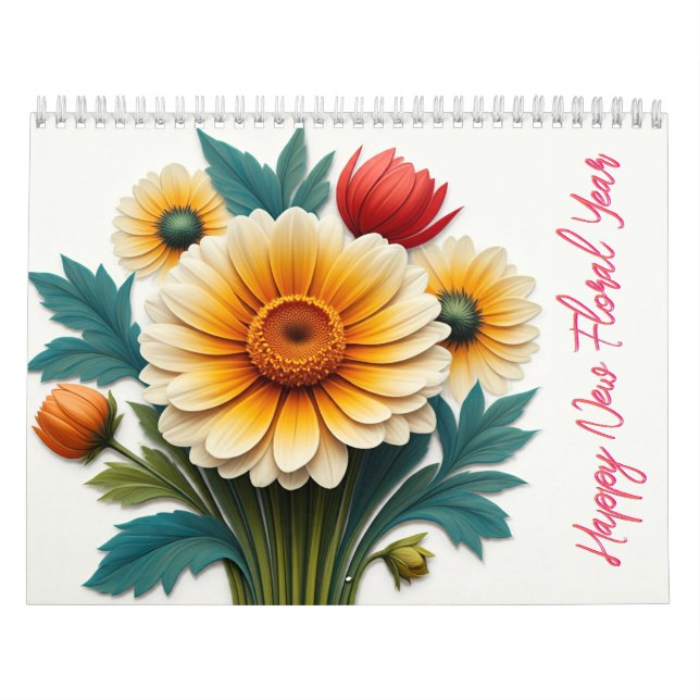 Calendario Feliz Año Nuevo Floral (Tapa)