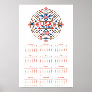 Calendario Feliz Cumpleaños EE. UU. 250 Póster