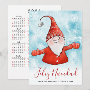 Calendario Feliz Navidad 2026 Nórdico Gnome Navida
