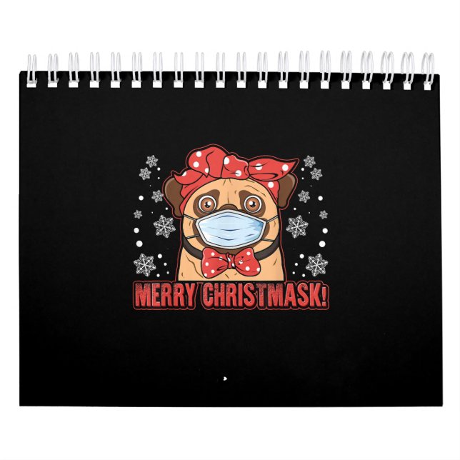 Calendario Feliz Navidad Cute Pug Perro Raza Furry (Tapa)