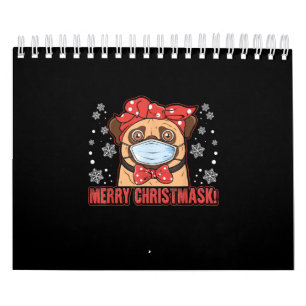Calendario Feliz Navidad Cute Pug Perro Raza Furry