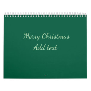 Calendario Feliz Navidad verde plano fondo solo holida
