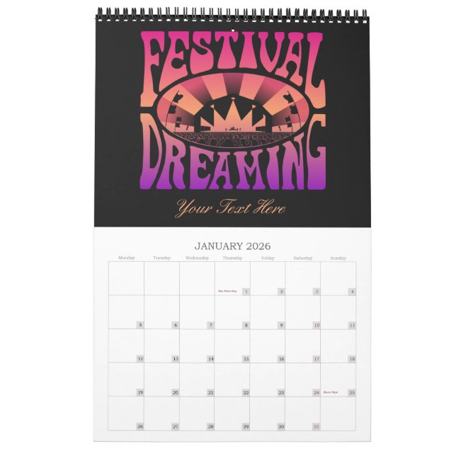 Calendario Festival Dreaming Retro Raspberry-Apricot-Plum (Jan 2026)