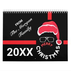 Calendario Fiesta navideña de los Navidades negros rojos