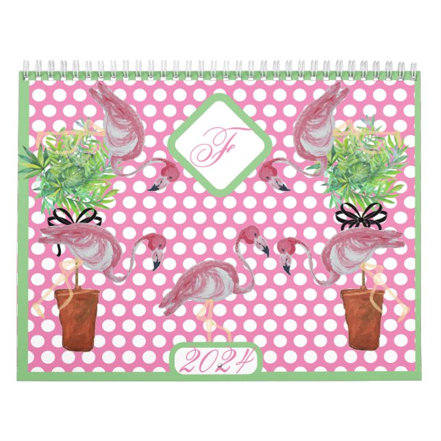 Calendario Flamingo Flamingos de color rosa pálido Terra Cott (Tapa)