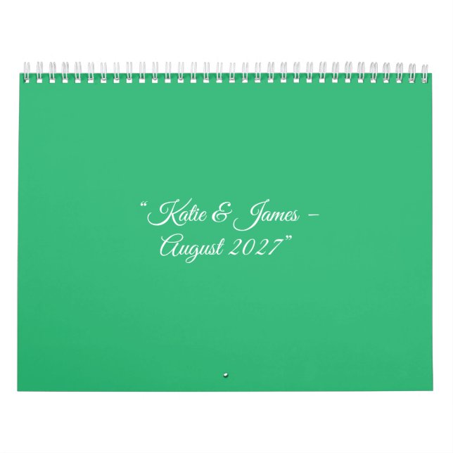 Calendario Flat Mint Green Background – Wedding Design (Tapa)