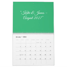 Calendario Flat Mint Green Background – Wedding Design