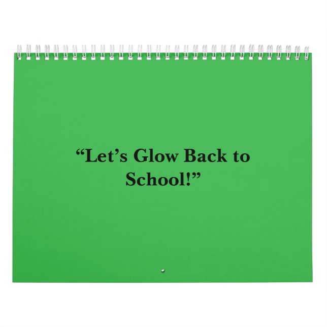 Calendario Flat Neon Green Background – School Texture (Tapa)