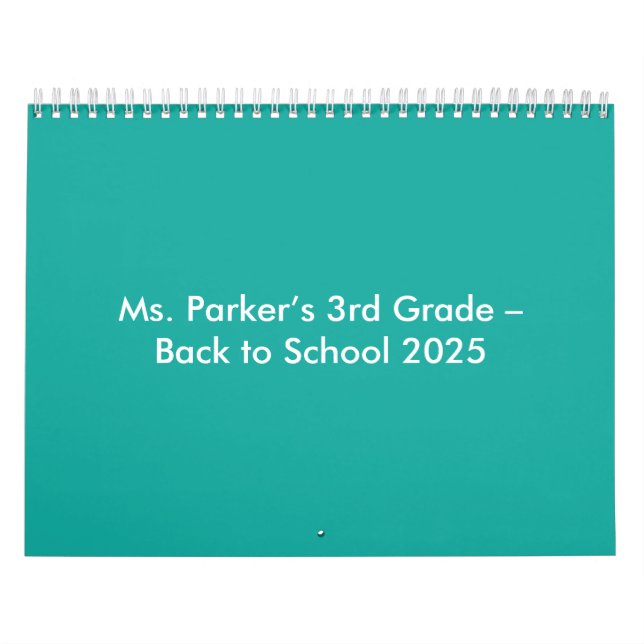 Calendario Flat Teal Background – Back-to-School Texture (Tapa)
