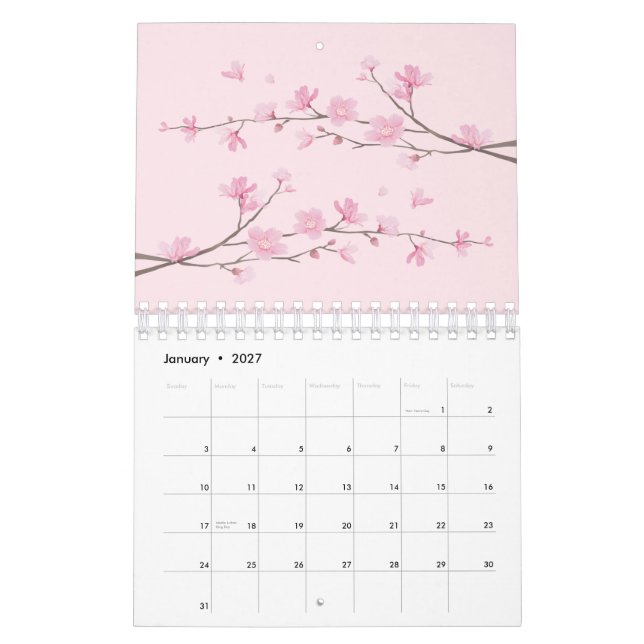 Calendario Flor de cerezo (Jan 2027)