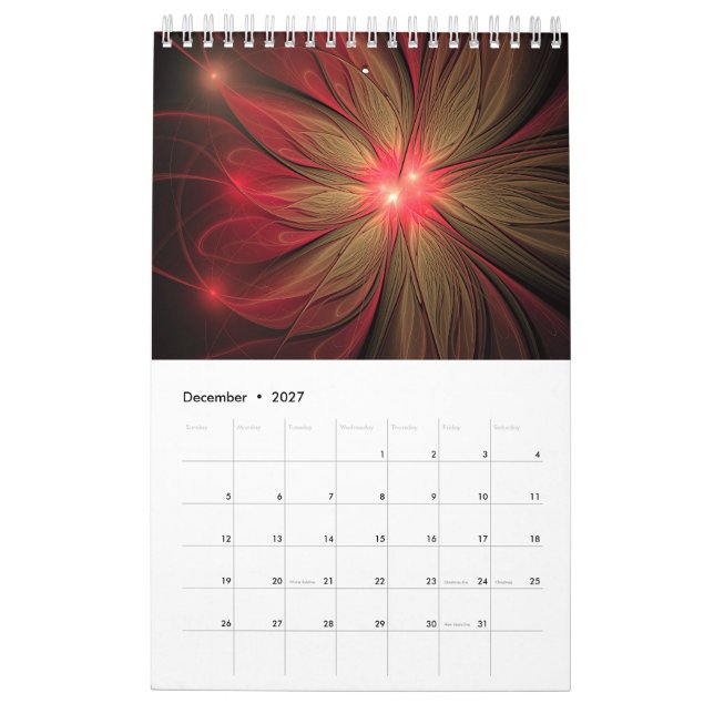 Calendario Flor de fantasía fractal suave y delicada (Dec 2027)