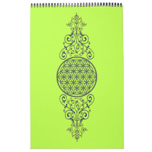 Calendario Flor de la vida - Ornamentos de época oro azul