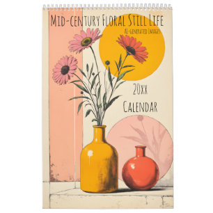 Calendario Flor de vida de mediados de siglo en una sola pági