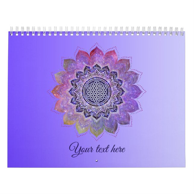 Calendario Flor De Vida - Espacio De Galaxia De Estilo Vintag (Tapa)