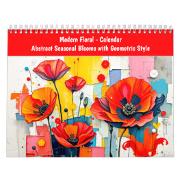 Calendario Floral Abstracto Moderno Florece Estacional con Ge