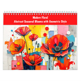 Calendario Floral Abstracto Moderno Florece Estacional con Ge
