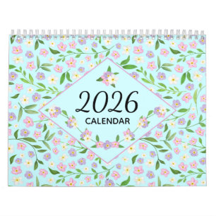 Calendario Floral Acuarela Rústico 2026