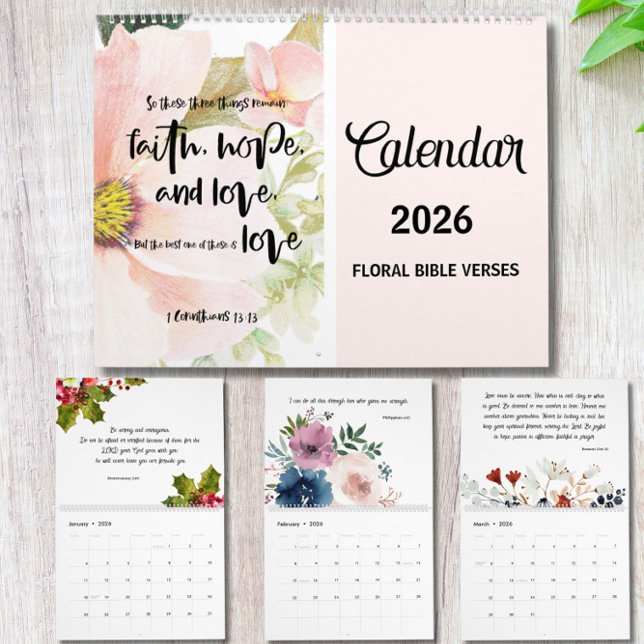 Calendario Floral Bible Verse Wall Calendar 2026 (Subido por el creador)