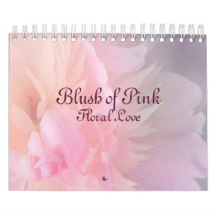 Calendario floral de amor rosa sonrojado