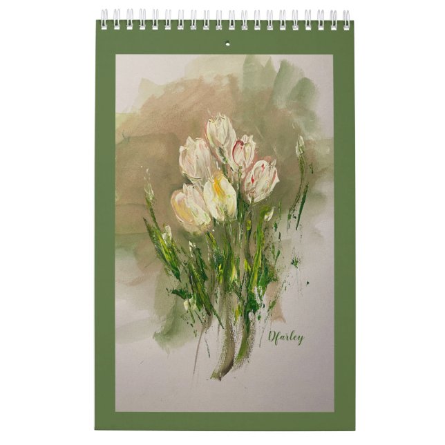 Calendario floral de Daises rosados 2025 (Reverso)