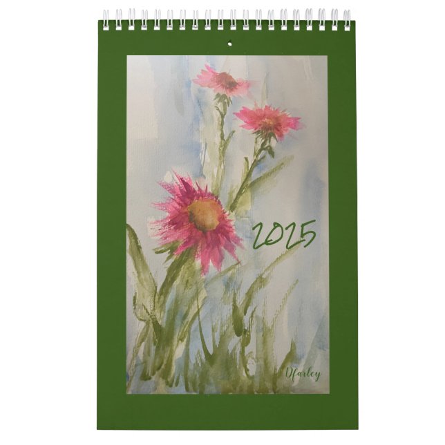 Calendario floral de Daises rosados 2025 (Tapa)