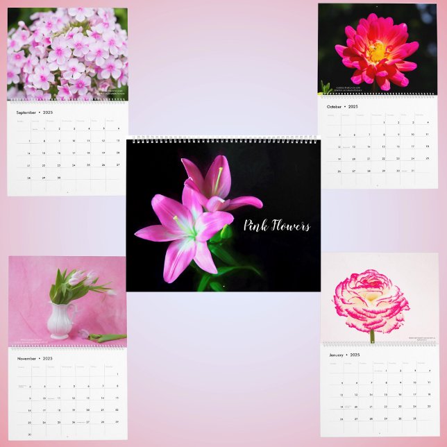 Calendario floral de delicadas flores rosadas (Subido por el creador)