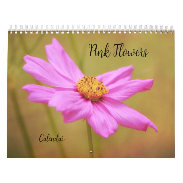 Calendario floral de flores rosas (Tapa)