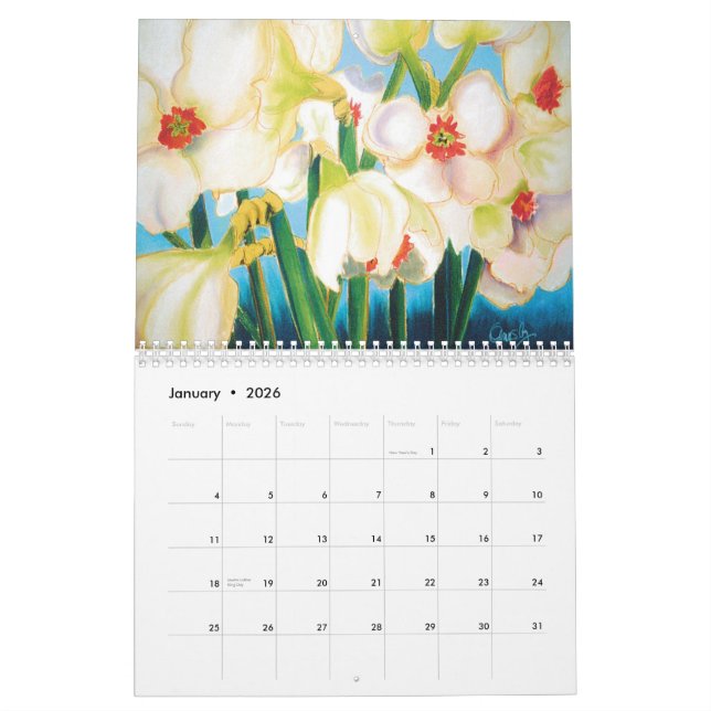 Calendario floral de la acuarela 2013 (Jan 2026)