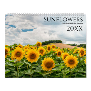 Calendario floral de pared con fotos de girasoles