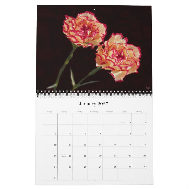 Calendario floral del Nacimiento-Mes (Jan 2027)