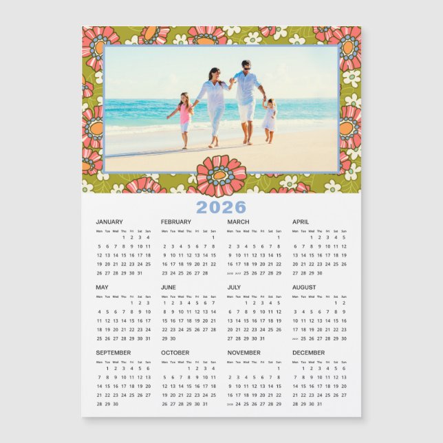 Calendario floral fotográfico retro de Personaliza (Anverso)
