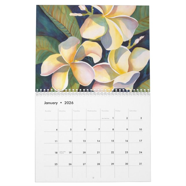 Calendario floral hawaiano (Jan 2026)