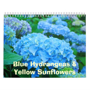 Calendario floral Hidrangeas azules girasoles amar