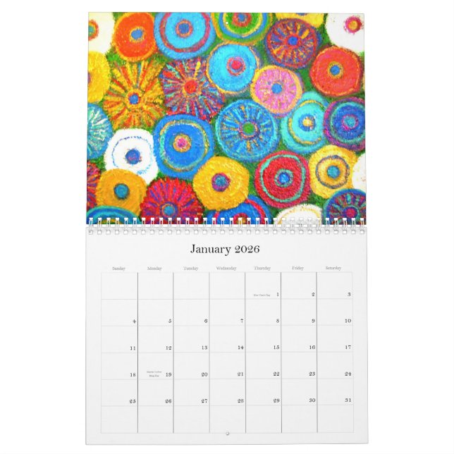 Calendario floral impresionista (Jan 2026)