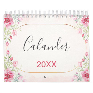 Calendario Floral, Leaves Gold Design