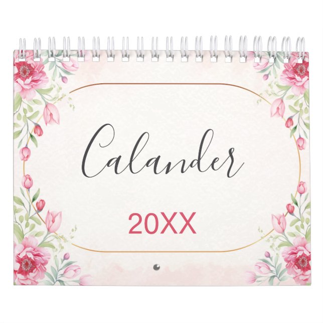 Calendario Floral, Leaves Gold Design (Tapa)