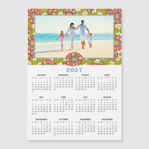 Calendario floral retro de foto personalizada 2027